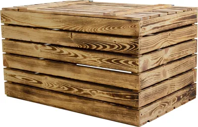 Produktbild von Grosse Holztruhe geflammt mit Deckel Aufbewahrungskiste Truhe Schatztruhe Holzbox 80x50x39cm