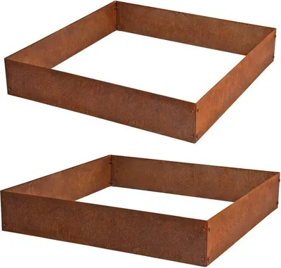 Produktbild von Beeteinfassung Beetumrandung Quadrat 2er Set Edel-Rost Hochbeet Cortenstahl