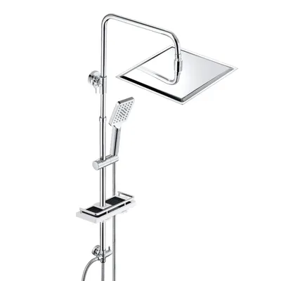 Obrázek produktu pro JOHO nerezový sprchový systém dešťová sprcha sprchový set sprchová lišta s policí chrom (horní sprcha 25x25cm)