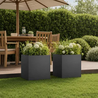 Immagine prodotto di Maison Exclusive - Vaso da giardino, confezione da 2 pezzi, colore nero, dimensioni 45 x 45 x 45 cm