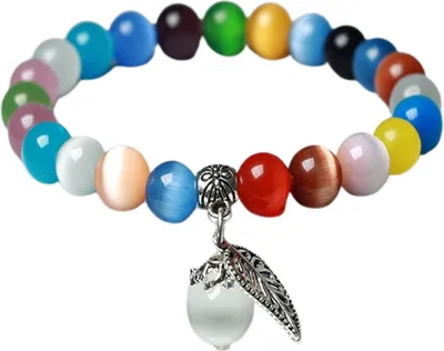Produktbild von Damen-Armband im ethnischen Stil, glattes, elastisches Seil, handgefertigt, poliert, dekoriert, auffällig, Opalperlen-Armband, Schmuckzubehör