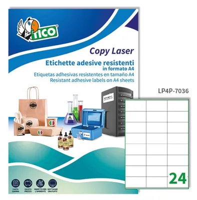 Polyester-Etiketten, selbstklebend, weiß, 105 x 36 mm, 16 Stück