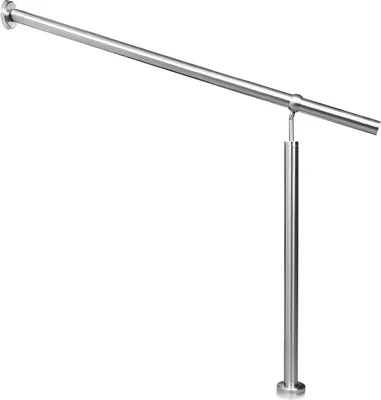 Image de Rampe d'entrée en acier inoxydable Eikuavons 180 x 90 cm, rampe d'escalier argentée, main courante pour cage d'escalier et extérieur