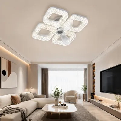 Produktbild von weiß Deckenventilator LED Beleuchtung Lichtfarbe einstellbar 6 Geschwindigkeiten, timer Sommer und Wintermodus