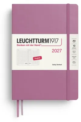 Immagine prodotto di LEUCHTTURM1917, Calendario giornaliero 2027, formato A5, con righe puntinate, colore rosa polvere, modello 145. (Lingua: inglese)