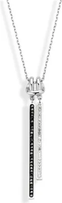 Image de Victoria Collier en pierre noire et blanche couleur argent