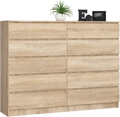 Obrázok produktu pre Vysoká komoda 160 cm s 10 zásuvkami, kredenc, skriňa, 121 cm vysoká