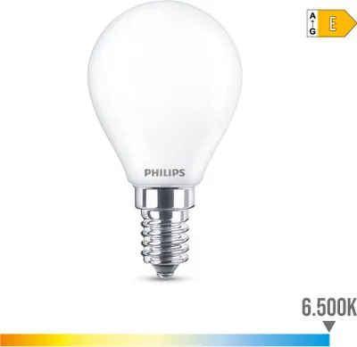 Image de Ampoule Sphérique Led E14 6.5w 806lm 6500k Lumière Freda ø4.5x8cm Philips