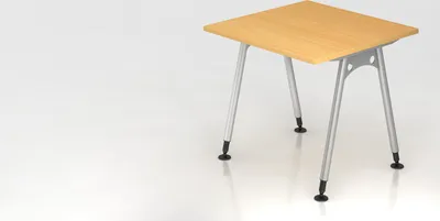 Produktbild von Schreibtisch Keijo | Buche | BxT 80x80cm | Höhe 68-76cm | stufenlos höhenverstellbar | A-förmiges Rundrohrgestell Silber | Rechteckform