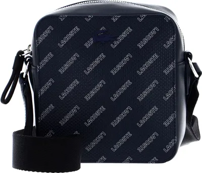 Produktbild von LACOSTE Leder Umhängetasche Schultertasche Chantaco Seasonal Square Crossover Bag Eclipse Blanc Noir blau