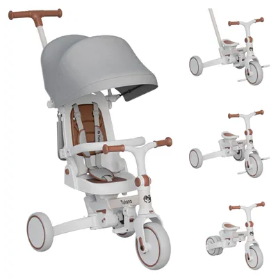 Produktbild von Tulano Noah 35 4-in-1 Kinder-Dreirad mit Schiebestange, Dach, Gurt, EVA-Rädern, ab 12 Monaten, bis 25 kg