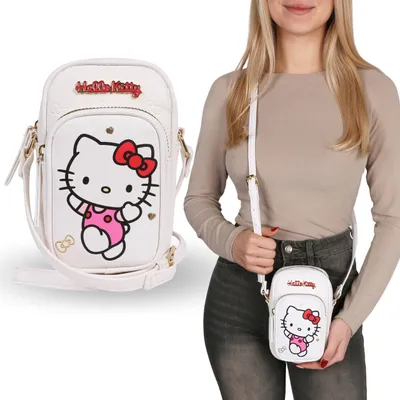 Obrázek produktu pro Bílá taška Hello Kitty, malá kabelka s nastavitelným popruhem, mini kabelka 18x6x12 cm