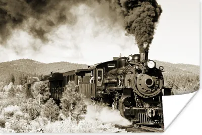 Produktbild von MuchoWow® Poster Eine antike Dampflokomotive 120x80 cm - Bilder