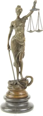Produktbild von Bronzefigur Figur Skulptur Justitia mit Waage auf Sockel 20 cm