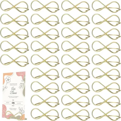 Imagen del producto de Soportes para tarjetas de mesa de metal, color dorado, paquete de 32 unidades, para decoración de mesas