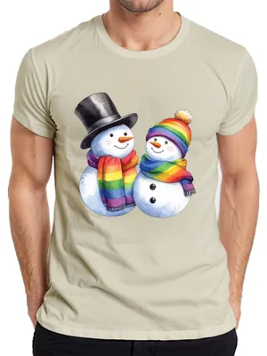 Obrázek produktu pro LGBTQ+ Sněhuláci - Vánoční dárek Vánoční pánské tričko, Příroda, M