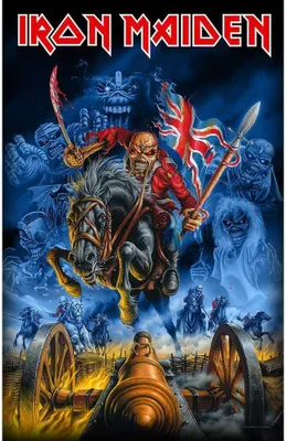 Produktbild von Iron Maiden - Poster "England", Stoff RO4078 (106 cm x 70 cm) (Schwarz/Blau)