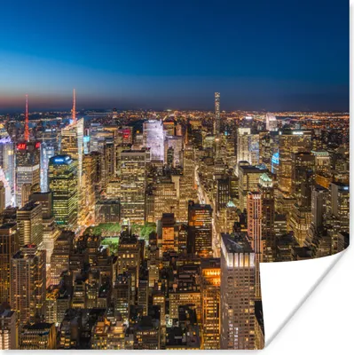 Produktbild von MuchoWow® Poster New York - Farben - Nacht 50x50 cm - Wohnzimmerdekoration