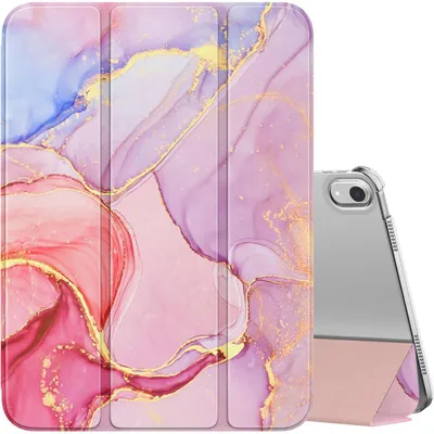 Immagine prodotto di Custodia trasparente rosa chiaro effetto marmo dorato per iPad 11ª generazione (2021) e 10ª generazione (2022)