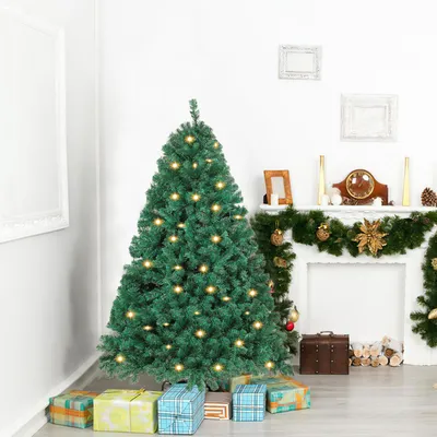 Image de Arbre de Noël Eikuavons, 120 cm, sapin artificiel avec 150 LED, 340 décorations, sapin artificiel avec 8 modes d'éclairage et support en métal