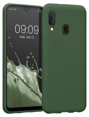 Produktbild von kwmobile Handyhülle für Samsung Galaxy A20e Hülle - TPU Case - Kabelloses Laden - Schutzhülle Cover in Dunkelgrün matt
