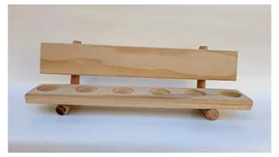 Produktbild von Schnapsbank aus Holz mit 6 Gläsern und Gravur