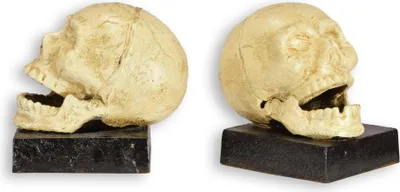 Produktbild von Paar Buchstützen Totenkopf Gusseisen Replikat Retro Design Dekoration