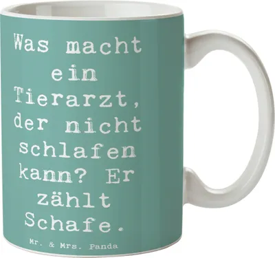 Produktbild von Mr. & Mrs. Panda Kaffeetasse Spruch Tierarzt Schafzählen - Meeresbrise - Geschenk, Veterinär, Kaffeepott, Berufsgestaltung, Tasse, Becher, liebevolles Dankeschön, Hunde