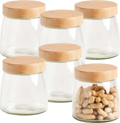 Produktbild von 6er Set Vorratsglas mit Bambusdeckel - Ø 12,5 x 13 cm
