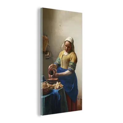 Obrázek produktu pro MuchoWow® Obrazy na skle - Nástěnné obrazy - Fotografie na skle Mlékařka - Vermeer - Staří mistři 20x40cm Nástěnná dekorace ze skla - akrylová malba na sklo -