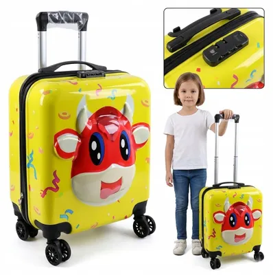 Produktbild von Kinderkoffer Handgepäck Trolley Reisekoffer Katzen-Motiv ABS Hartschale mit Schloss