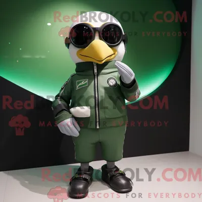 Produktbild von Maskottchenkostüm REDBROKOLY Grüner Pinguin mit Motorradjacke und Smartwatches