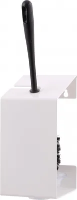 Produktbild von MediQo-line WC-Bürstenhalter in Weiß oder Edelstahl zur Wandmontage inkl. Schwarz-Weißer Bürste, Farbe:Edelstahl. Anti-Fingerprint-Beschichtung