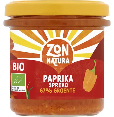 Image de Tartinade Zonnatura Paprika 135g - 67% légumes, pâte à tartiner naturelle