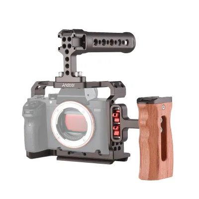 Obrázek produktu pro Andoer Camera Cage Kit z hliníkové slitiny s náhradou za dřevěnou rukojeť na horním úchytu videozařízení pro Sony A7R III / A7 II / A7III