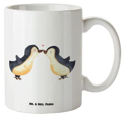 Produktbild von Mr. & Mrs. Panda weisse tasse Pinguin Liebe - Weiß - Geschenk, Haferl, Hochzeitstag, Vertraut, Jumbo, Liebesspruch, Pott, Ehefrau, Große, Verlobte, steingut