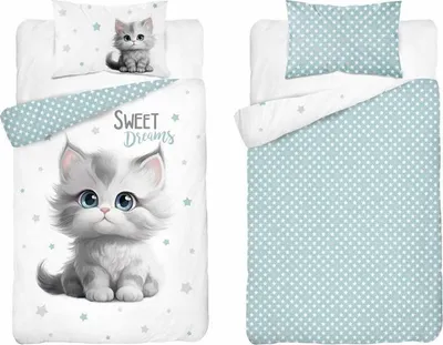 Produktbild von Bettwäsche, Baumwollbettwäsche für Kinder 90x120 5518a Kätzchen