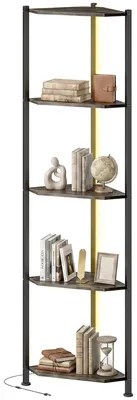 Immagine prodotto di HOMCOM - Libreria a 5 ripiani, angolare, con illuminazione a LED, ideale per il soggiorno