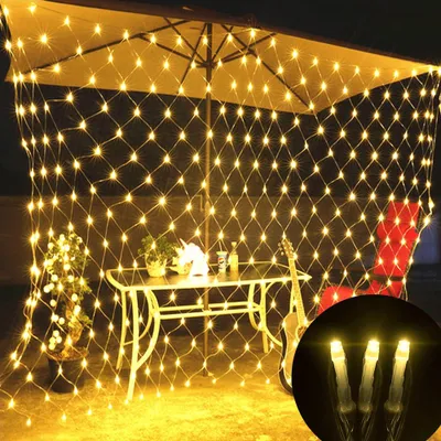 Produktbild von 6X4M 880LED Lichtervorhang Lichterkette 8 Lichtmodi Weihnachtslicht Party Garten Lichternetz, Warmweiß