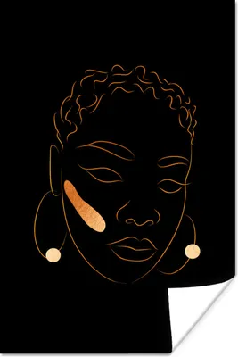 Produktbild von MuchoWow® Poster Frau - Schwarz - Gold - Strichzeichnung 40x60 cm - Plakate für die Wand - Poster Babyzimmer