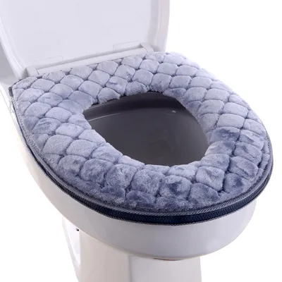 Produktbild von LILYPOP Badezimmer Weich Dicker Wärmer Waschbar Tuch Toilettensitzbezug Pads, Toilettensitzbezug Pad Wiederverwendbar,（grau）