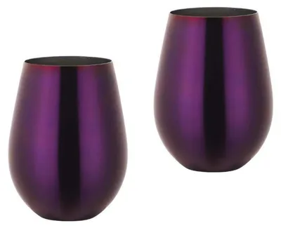 Immagine prodotto di Bicchieri da vino in acciaio inossidabile 304, capacità 480 ml, colore viola, set da 2
