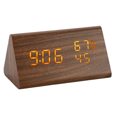 Produktbild von Wecker Digital Holz, USB-Betrieben Nachttischwecker mit LED Anzeige
