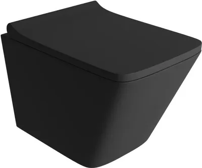 Produktbild von LAVITA Wand-WC Lago Black | Hange Toilette | Toilettendeckel mit Absenkautomatik & Metallscharniere | Spülrandlos | Toilettenbecken | Schwarz