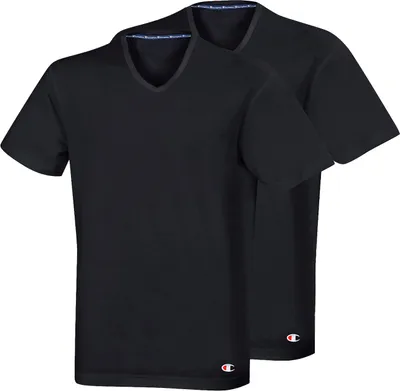 Produktbild von Champion CREW V-NECK 2er Pack T-Shirt Unterhemden in Schwarz für Herren (ABA)