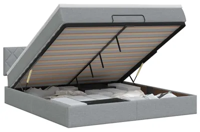 Productafbeelding van vidaXL Ottoman bed met matras, lichtgrijs, 160 x 200 cm, gestoffeerd