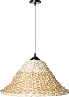 Produktbild von BELIANI Hängelampe aus natürlichem Bambus und Rattan Boho-Stil handgefertigt natürliche Beleuchtung