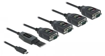 Obrázok produktu pre DELOCK Adapter USB Type-C zu 4 x Seriell RS-232 DB9 mit 15kV
