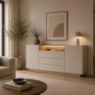 Immagine prodotto di Haleli - Credenza, 176x40x83h cm Beige, 3 Cassetti