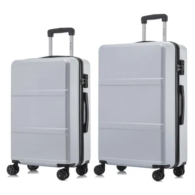 Produktbild von yonsly Premium Reisekoffer TSA-Schloss,YKK-Reißverschluss Hartschalen-Koffer Kabinenkoffer Rollkoffer Suitcase Handgepäck (Silber, L-XL-Set)